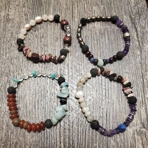 Set of 4 Custom Essential Oil Gemstone Bracelets